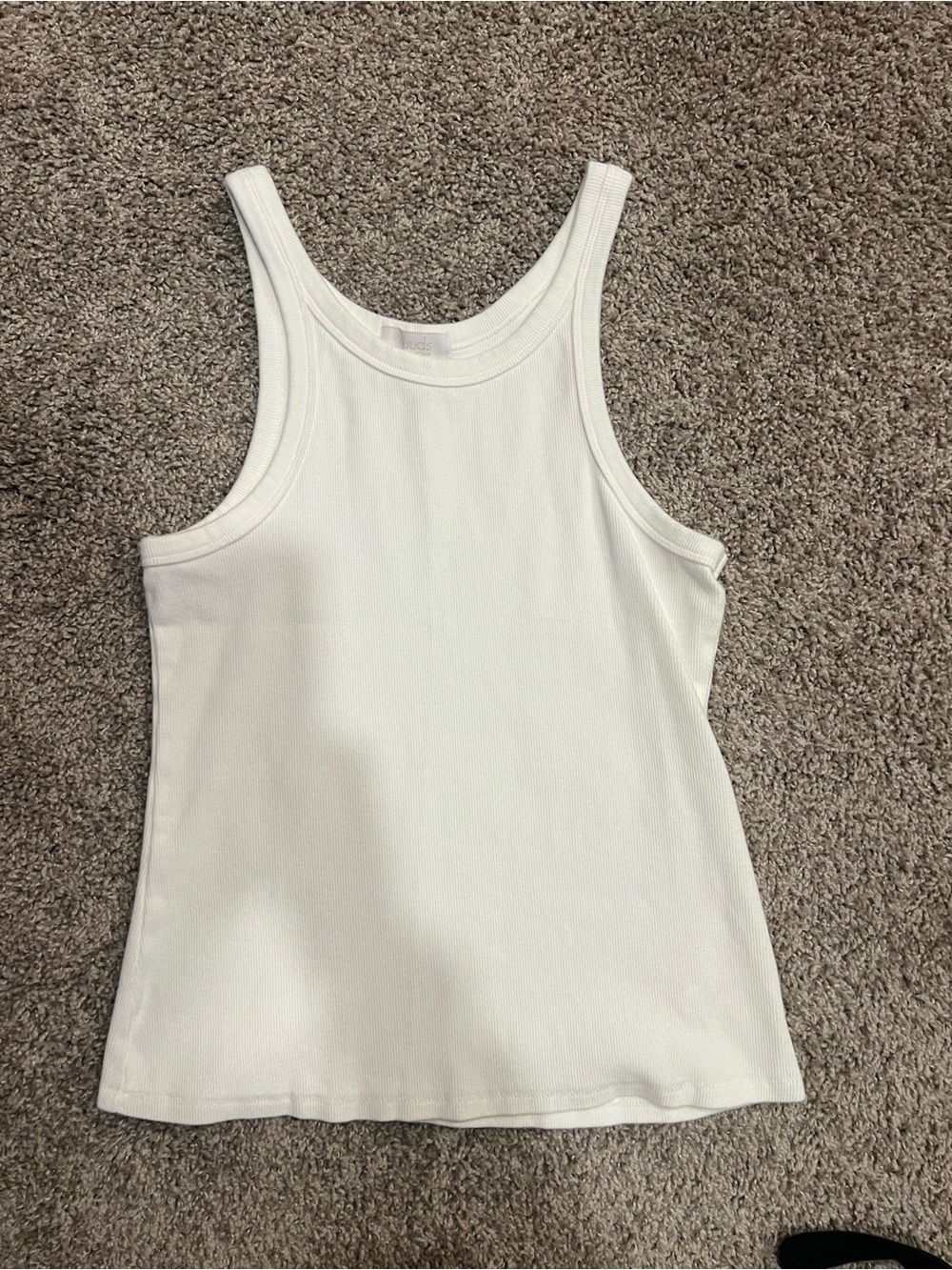 nuuds White Ribbed Scoop Neck Tank